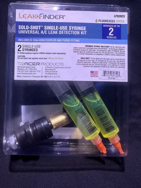🇺🇸 Made USA 🇺🇸 LEAKFINDER LF020CS SOLO SHOT AC Leak Detection Dye R-134a Kit