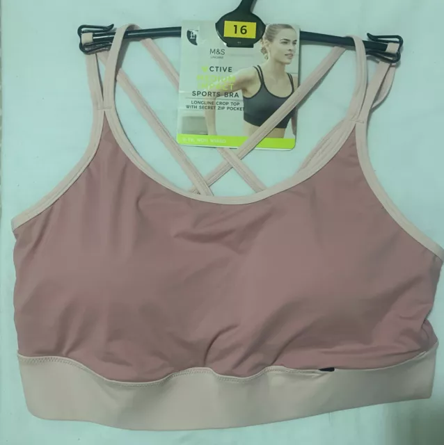 MARKS AND SPENCER Medium Impact Strappy Back Padded Sports Bra Size 18  £7.99 - PicClick UK