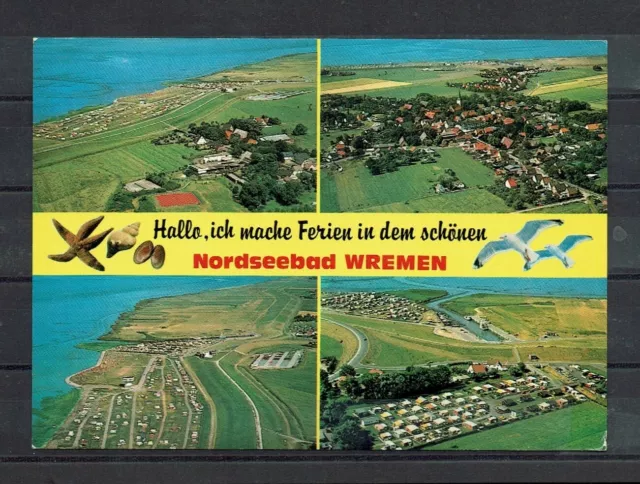 farbige Mehrbild -  Ak " Nordseebad Wremen  " gelaufen 