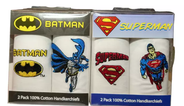 Novelty Batman Or Superman 100% Cotton Large Mens Hankies Handkerchiefs