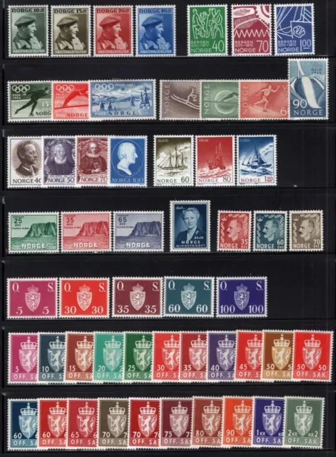 Norway 1940's-1970's Mint Selection 128 Stamps Hinged + Never Hinged