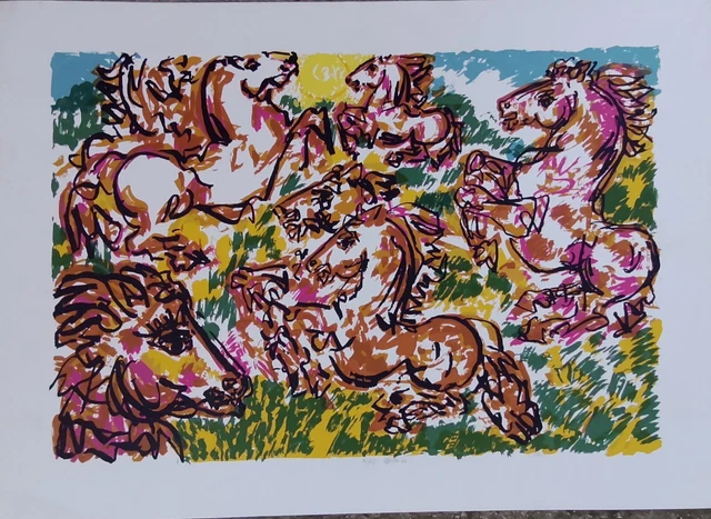 Gianpaolo Berto Serigrafia Firmata arte figurativa astratta cavalli quadro casa