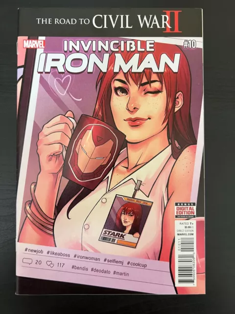 Invincible Iron Man #10 2016 — 2nd App Riri Williams Ironheart 1st print