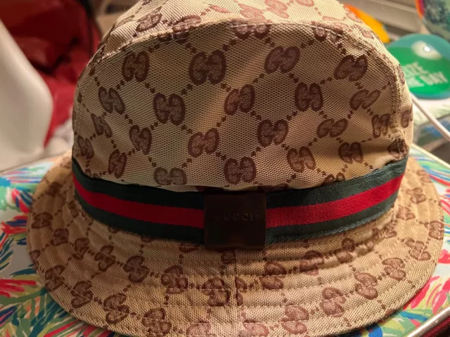 AUTHENTIC GUCCI FEDORA Monorgram Bucket Hat Cap Beige Size M $300.00 -  PicClick