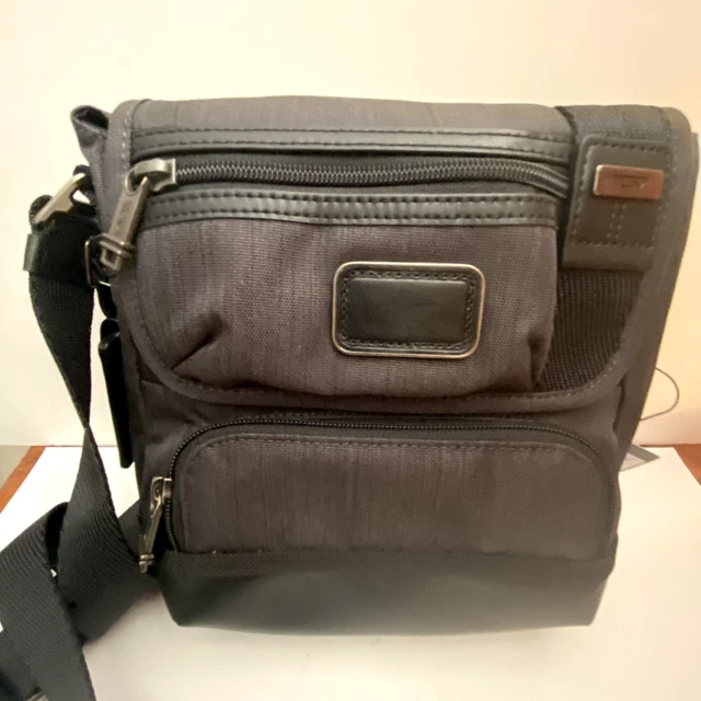 Tumi Alpha Kerby Crossbody Shoulder Bag Dark Grey / Black Leather Trim NWT