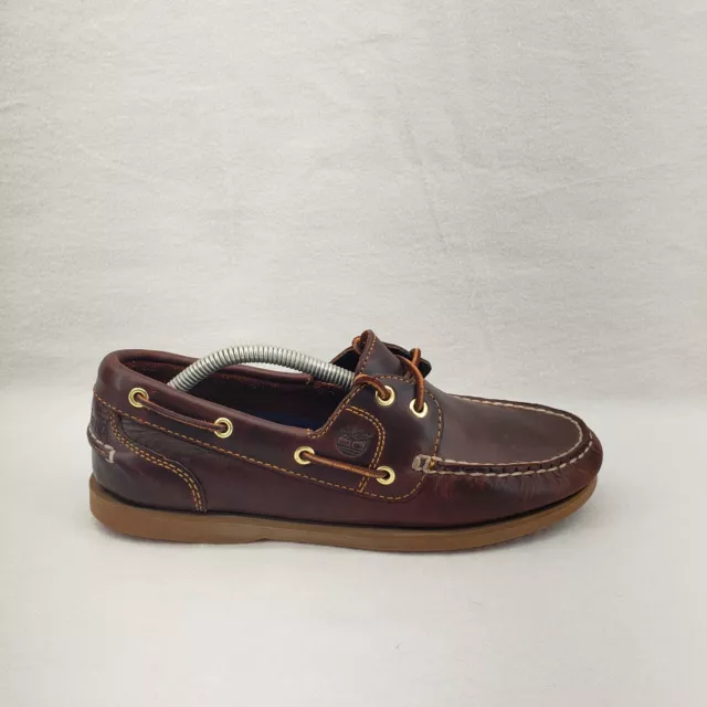Timberland Boat Shoes Womens Size 7M Burgundy-Brown Leather Deck Dock Moccasin