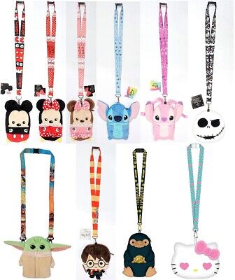 Disney Deluxe Lanyard Character ID Badge Holder Coin Purse Pouch Wallet