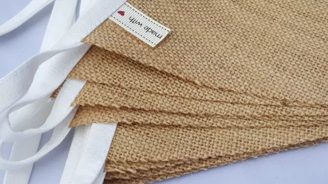 NATURAL LUXURY 12oz HESSIAN Bunting/ wedding party SHABBY RUSTIC VINTAGE