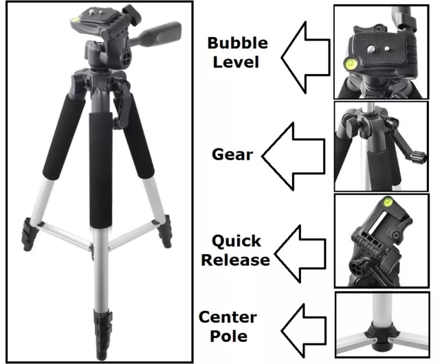 57" Pro-Series Tripod With Case For Panasonic HC-W580 HC-V380 HC-V180