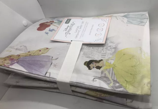 Pottery Barn Kids Disney Princess Castles Cotton Organic TODDLER Sheet Set Multi