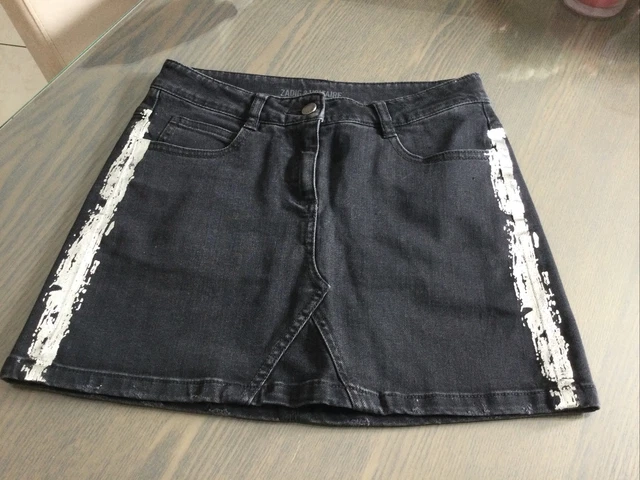 Jean Zadig & Voltaire 'Darkside' Gris Imprimé - Taille 27US/37FR, Occasion Très Bon état