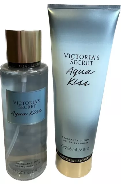 Victorias Secret Aqua Kiss Fragrance Body Mist 8.4 Oz Lotion 8 Oz Set New