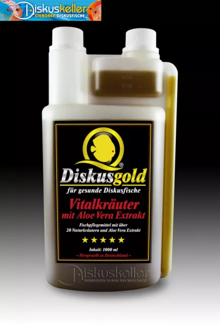 Diskusgold Vitalkräuter mit Aloe Vera, Fischpflegemittel 1000 ml über 20 Kräuter