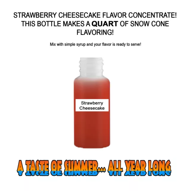 Strawberry Cheesecake Mix Snow Cone/Shaved Ice Flavor Concentrate Makes 1 Quart