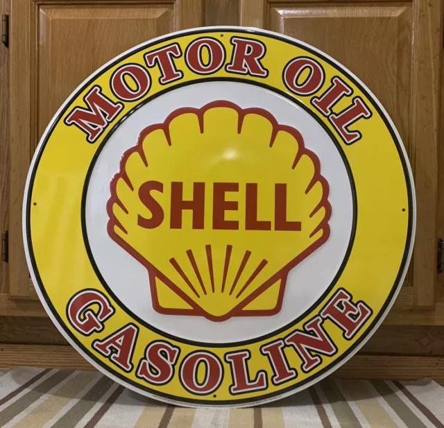 Shell Motor Oil Gasoline Metal Sign Garage Vintage Style Wall Decor Bar Pub