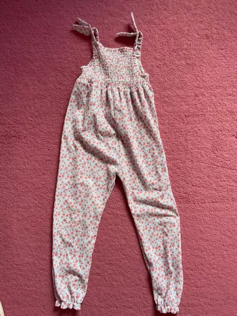 Girls Primark Pink And Blue Floral Playsuit Age 7-8 Years