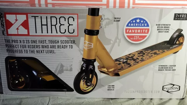 💥 Fuzion Gold Pro X-3 2 Wheel Scooter - Gold 🆕️ In Box👌