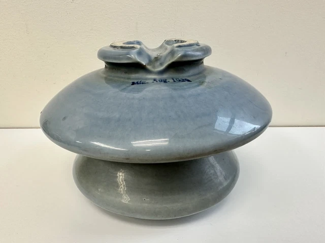 LARGE Vintage 1928 Light Blue Electric Power Porcelain Insulator