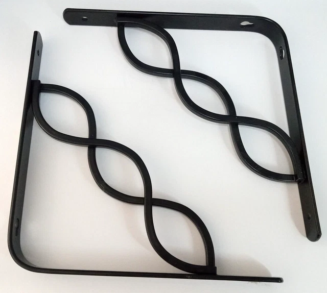 Steel Celtic Scroll Black 8" X 8" Shelf Brackets Lot of 2 Corbels