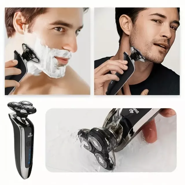 Rasoir Électrique Homme 4D 3 Têtes Rasage Barbe Corp Humide Sec Tondeuse Neuf !