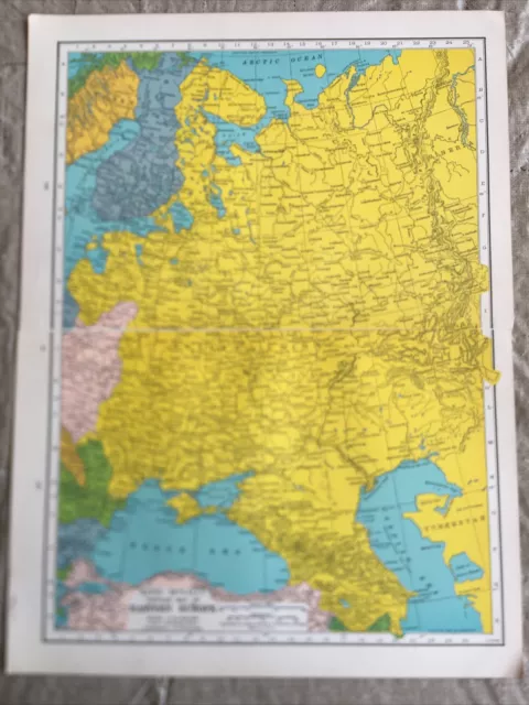 c. 1941 Eastern Europe Rand McNally Original World Atlas Map