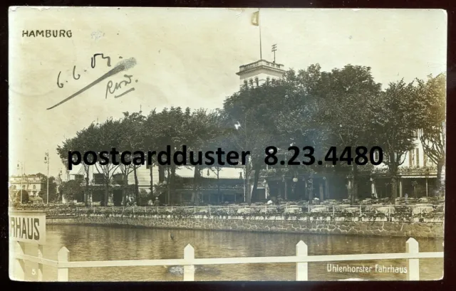 GERMANY Hamburg 1907 Uhlenhorster Fahrhaus. Real Photo Postcard by Groth