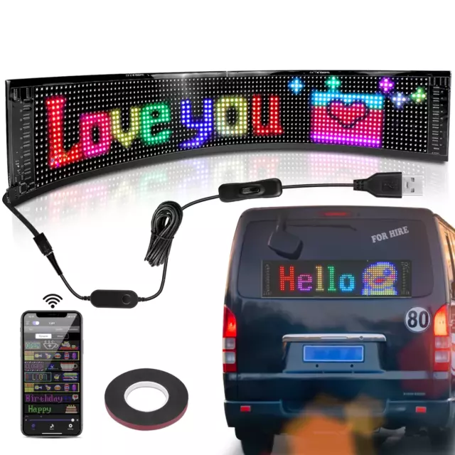 Scrolling Advertising LED Sign USB 5V Bluetooth App Control Logo Light Custom Te