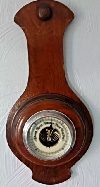 RELIABLE VINTAGE Banjo shaped Oak Wall Aneroid Barometer size is 34cm x 17cm.