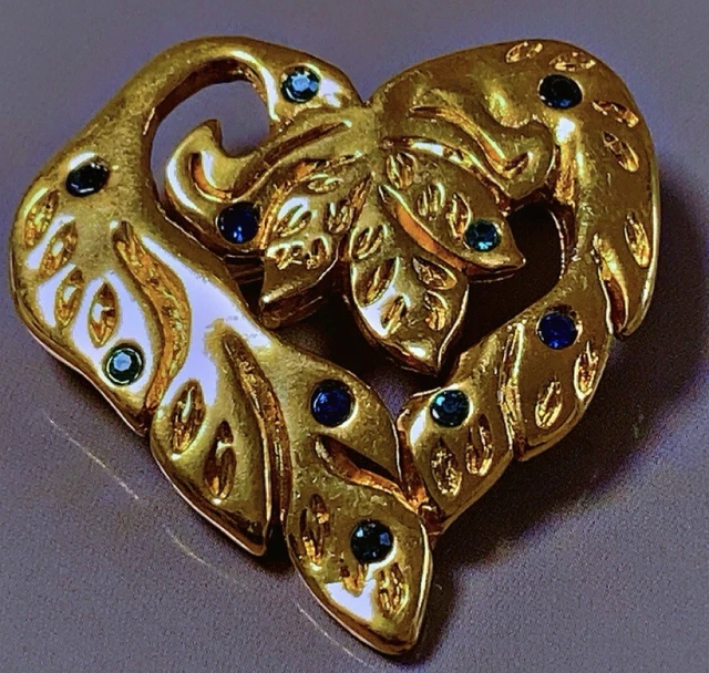 Broche éléphant Indienne Vintage En Métal Doré Plaqué Or - Bijou Ancien Et Ethnique