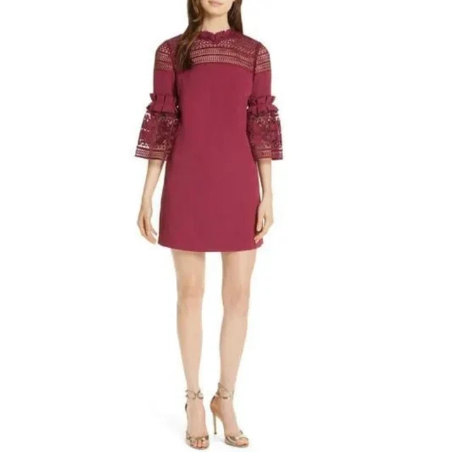TED BAKER LUCILA Shift Dress with Lace Panels Dusty Pink sz 3 UK 12 99.00 PicClick UK