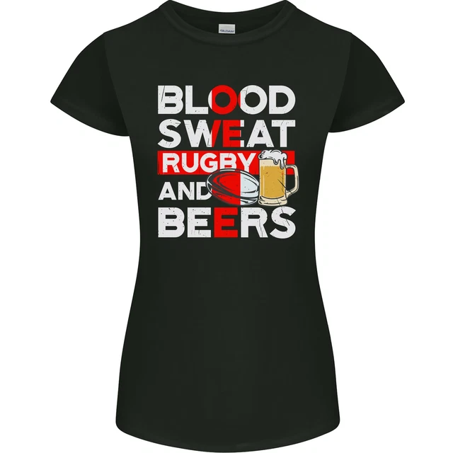 Blood Sweat Rugby and Beers England Funny Womens Petite Cut T-Shirt
