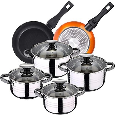 Nero/Greblon Laguiole colore Set di pentole da 10 pezzi 