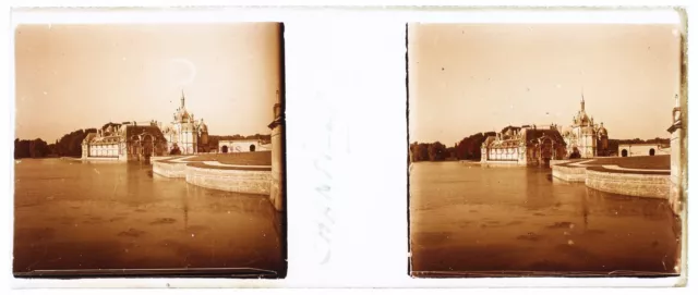 FRANCE Château de Chantilly c1930 Photo Stereo Glass Plate Vintage V15L32n9 2