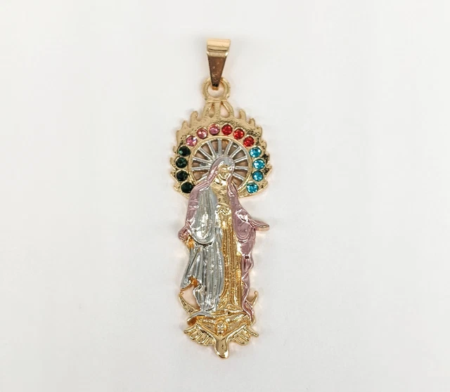 Gold Plated My Lady Virgin Mary Pendant Oro Laminado Virgen de Guadalupe Medalla