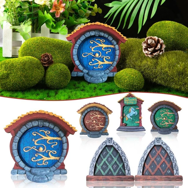 Wooden Fairy Door Garden Decor Windows Door Figurines  Dollhouse