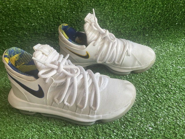 Nike Zoom KD10 Golden State Warriors Basketball Shoes, Youth's 6Y (White/Blue)