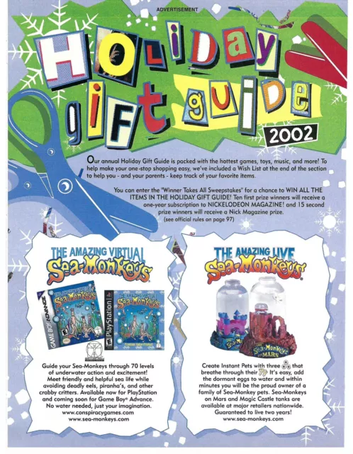 2002 Nickelodeon Holiday Gift Guide Vintage Magazine Print Ad/Poster/Article