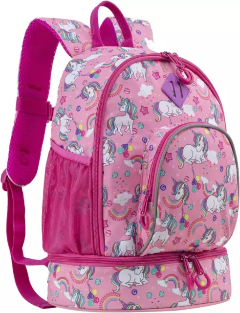 Toddler Backpack and Lunch Box Set for Girls 2-In-1 Kids Unicorn Backpack and I