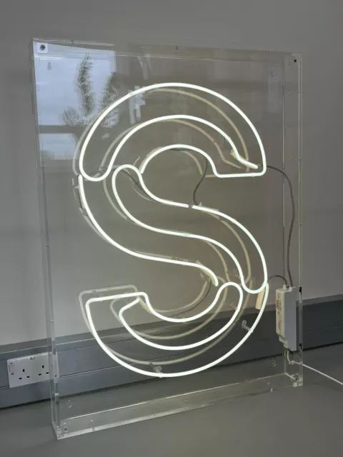 White S letter shape neon wall light - large personalised neon sign