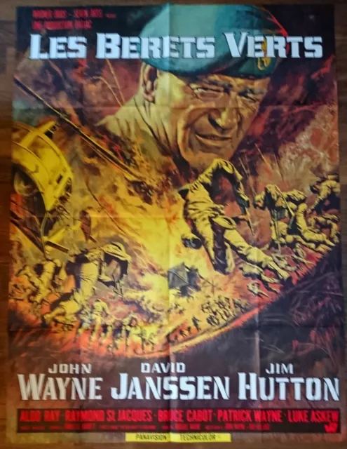 Affiche du film LES BERETS VERTS (1968) avec John Wayne 120x160cm bon état