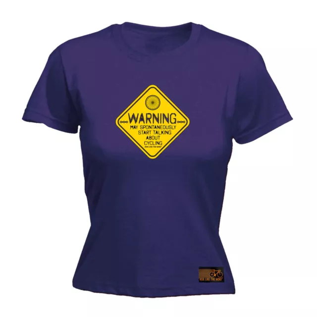 Cycling Rltw Warning May Spontaneamente Start Talk - T-shirt donna divertente