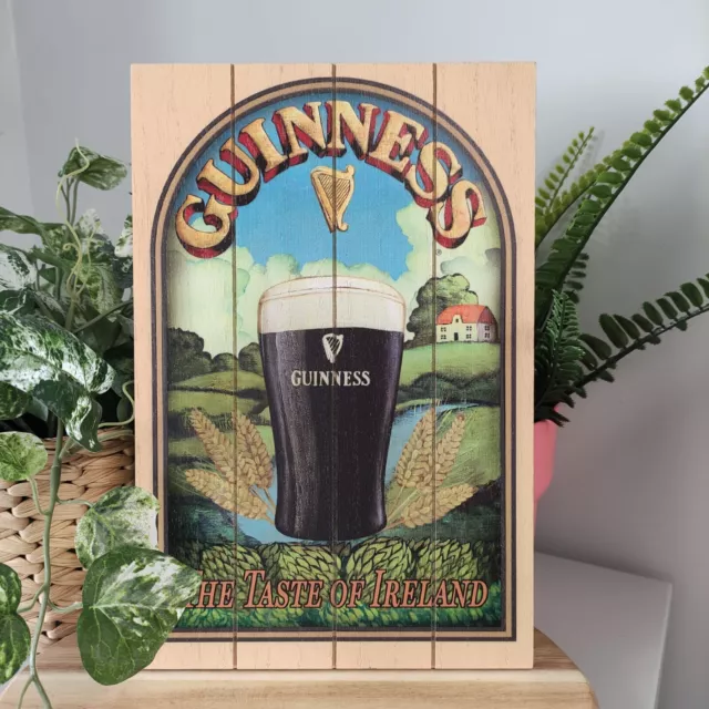 Official Guinness - Wooden Sign With Taste Of Ireland And Pint Design