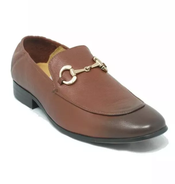 Men’s Carrucci Soft Leather Cognac Casual Buckle Loafer/Mule Shoes New With Box.