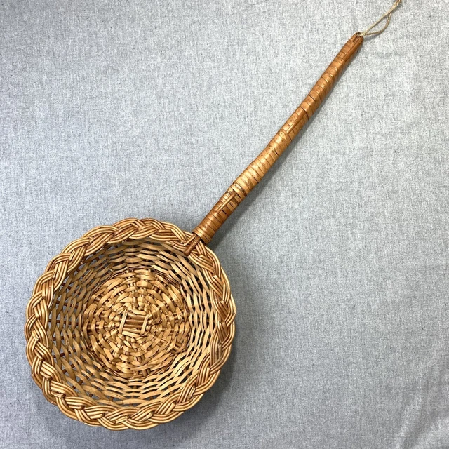 Cuchara tejida cesta mimbre mango boho con cuchilla de teja de granja 27 pulgadas DEFECTO