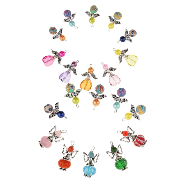 20 Stück Mixed Acryl Perle Clay Polymer Engel Flügel Anhänger Charms 2