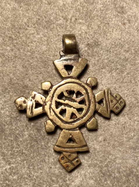 Antique Ethiopian Coptic Christian Cross Brass Ethiopia, Africa