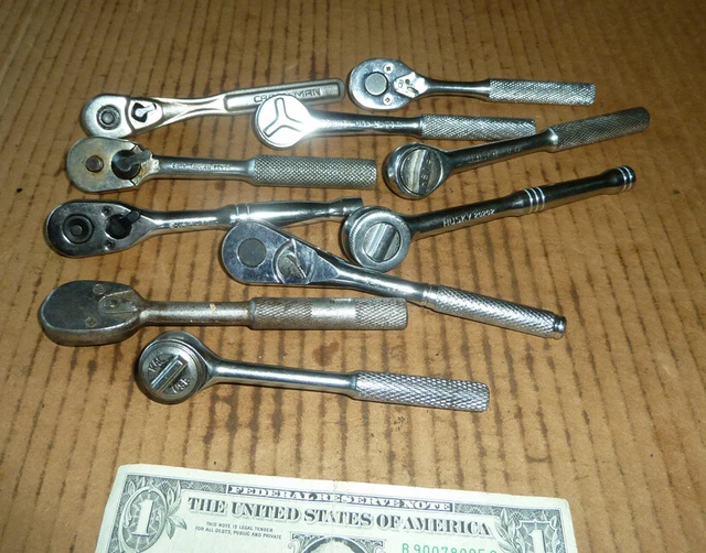 VINTAGE 10 RATCHET Socket Wrenches,1/4",Bonney,KD,Walden,Proto