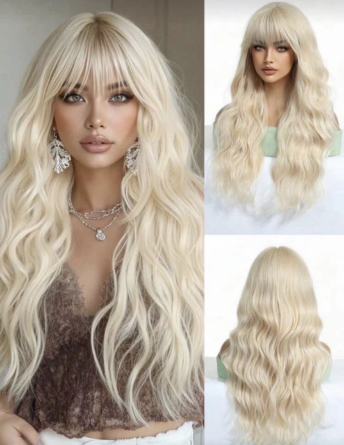 Perruque Longue Ondulée Blond Miel - Dentelle Avant, Résistante à La Chaleur - Taille Unique, Neuf