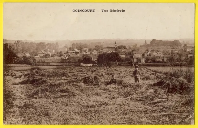 cpa RARE 60 - GOINCOURT (Oise) General View Animated Children Field Hay