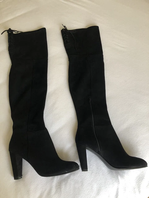 Bottes Cuissardes Noires Taille 7 (40) - Occasion - Simili Daim - Marque HM